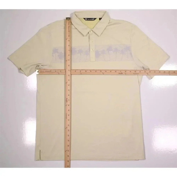 Travis Mathew Yellow Palm Tree Design Performance Golf Polo Shirt Large - Picture 5 of 9